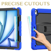For iPad Air 13 2025 / 2024 Silicone Hydric PC Tablet Case with Shoulder Strap & Holder(Blue)
