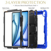 For iPad Air 13 2025 / 2024 Silicone Hydric PC Tablet Case with Shoulder Strap & Holder(Blue)
