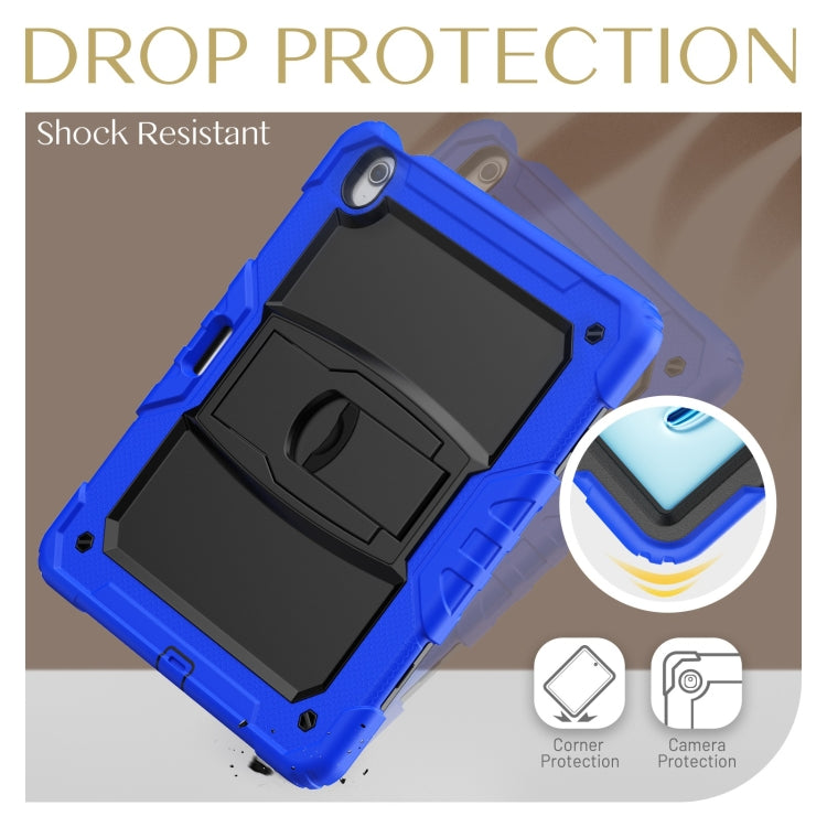 For iPad Air 13 2025 / 2024 Silicone Hydric PC Tablet Case with Shoulder Strap & Holder(Blue)