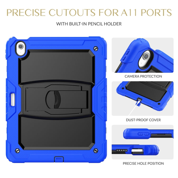 For iPad Air 13 2025 / 2024 Silicone Hydric PC Tablet Case with Shoulder Strap & Holder(Blue)