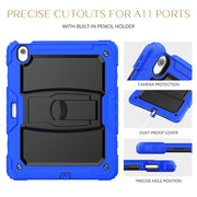 For iPad Air 13 2025 / 2024 Silicone Hydric PC Tablet Case with Shoulder Strap & Holder(Blue)