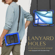 For iPad Air 13 2025 / 2024 Silicone Hydric PC Tablet Case with Shoulder Strap & Holder(Blue)
