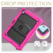 For iPad Air 13 2024 Silicone Hydric PC Tablet Case with Shoulder Strap & Holder(Rose Red)