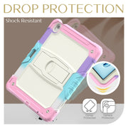 For iPad Air 13 2024 Silicone Hydric PC Tablet Case with Shoulder Strap & Holder(Camouflage Pink)