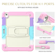 For iPad Air 13 2024 Silicone Hydric PC Tablet Case with Shoulder Strap & Holder(Camouflage Pink)