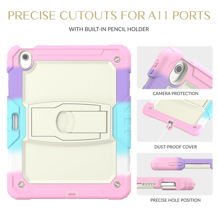 For iPad Air 13 2024 Silicone Hydric PC Tablet Case with Shoulder Strap & Holder(Camouflage Pink)