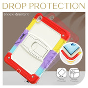 For iPad Air 13 2024 Silicone Hydric PC Tablet Case with Shoulder Strap & Holder(Camouflage Red)