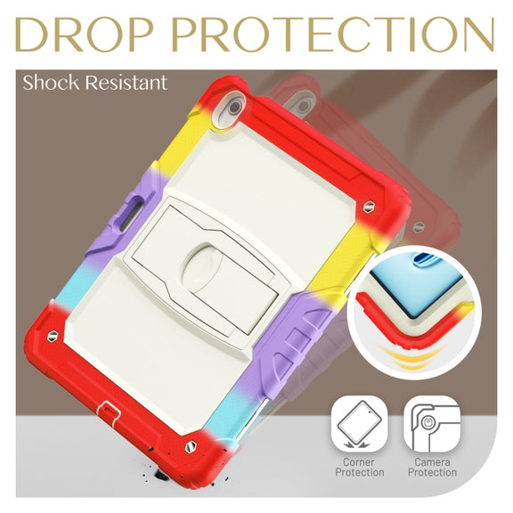 For iPad Air 13 2024 Silicone Hydric PC Tablet Case with Shoulder Strap & Holder(Camouflage Red)