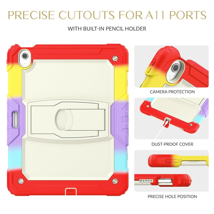 For iPad Air 13 2024 Silicone Hydric PC Tablet Case with Shoulder Strap & Holder(Camouflage Red)