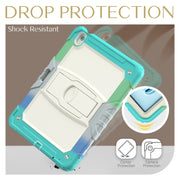 For iPad Air 13 2025 / 2024 Silicone Hydric PC Tablet Case with Shoulder Strap & Holder(Camouflage Light Blue)