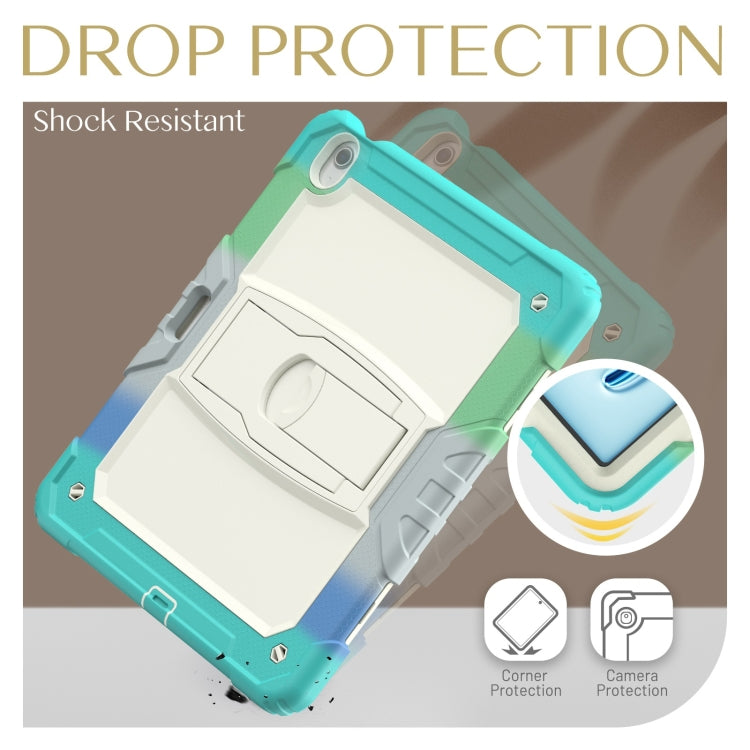 For iPad Air 13 2025 / 2024 Silicone Hydric PC Tablet Case with Shoulder Strap & Holder(Camouflage Light Blue)