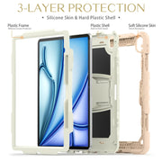 For iPad Air 13 2025 / 2024 Silicone Hydric PC Tablet Case with Shoulder Strap & Holder(Beige Rose Gold)