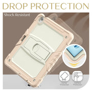 For iPad Air 13 2025 / 2024 Silicone Hydric PC Tablet Case with Shoulder Strap & Holder(Beige Rose Gold)