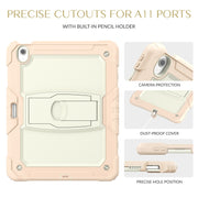 For iPad Air 13 2025 / 2024 Silicone Hydric PC Tablet Case with Shoulder Strap & Holder(Beige Rose Gold)