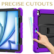 For iPad Air 13 2025 / 2024 Silicone Hydric PC Tablet Case with Shoulder Strap & Holder(Purple)