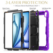 For iPad Air 13 2025 / 2024 Silicone Hydric PC Tablet Case with Shoulder Strap & Holder(Purple)