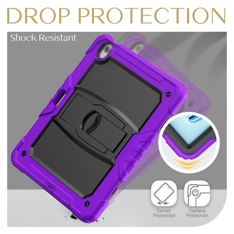 For iPad Air 13 2025 / 2024 Silicone Hydric PC Tablet Case with Shoulder Strap & Holder(Purple)