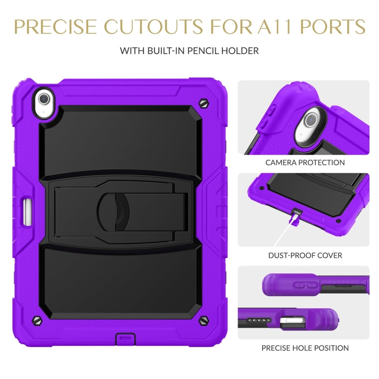 For iPad Air 13 2025 / 2024 Silicone Hydric PC Tablet Case with Shoulder Strap & Holder(Purple)