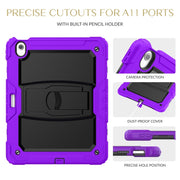 For iPad Air 13 2025 / 2024 Silicone Hydric PC Tablet Case with Shoulder Strap & Holder(Purple)