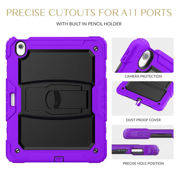 For iPad Air 13 2025 / 2024 Silicone Hydric PC Tablet Case with Shoulder Strap & Holder(Purple)