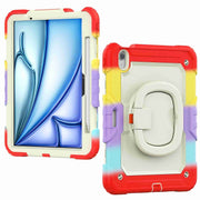 For iPad Air 11 2025 / 2024 Handle Silicone Hydric PC Tablet Case with Shoulder Strap(Rainbow Red)
