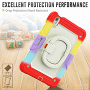 For iPad Air 11 2025 / 2024 Handle Silicone Hydric PC Tablet Case with Shoulder Strap(Rainbow Red)