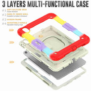 For iPad Air 11 2025 / 2024 Handle Silicone Hydric PC Tablet Case with Shoulder Strap(Rainbow Red)
