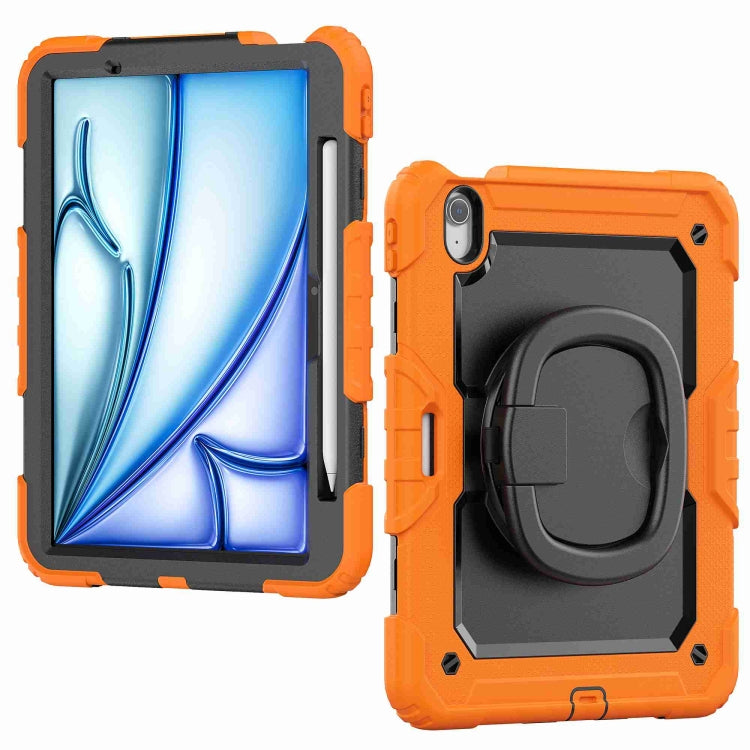 For iPad Air 11 2025 / 2024 Handle Silicone Hydric PC Tablet Case with Shoulder Strap(Orange)