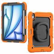 For iPad Air 11 2025 / 2024 Handle Silicone Hydric PC Tablet Case with Shoulder Strap(Orange)
