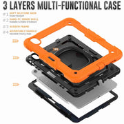 For iPad Air 11 2025 / 2024 Handle Silicone Hydric PC Tablet Case with Shoulder Strap(Orange)