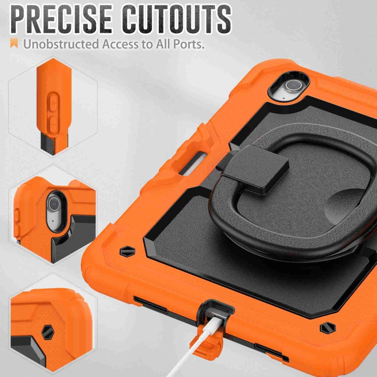 For iPad Air 11 2025 / 2024 Handle Silicone Hydric PC Tablet Case with Shoulder Strap(Orange)