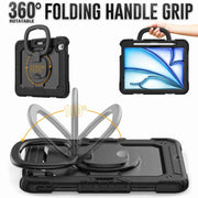 For iPad Air 11 2024 Handle Silicone Hydric PC Tablet Case with Shoulder Strap(Black)