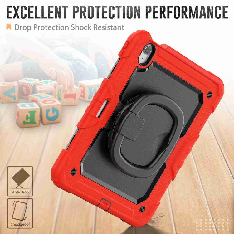 For iPad Air 11 2024 Handle Silicone Hydric PC Tablet Case with Shoulder Strap(Red)