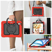 For iPad Air 11 2024 Handle Silicone Hydric PC Tablet Case with Shoulder Strap(Red)