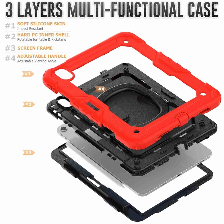 For iPad Air 11 2024 Handle Silicone Hydric PC Tablet Case with Shoulder Strap(Red)