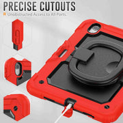 For iPad Air 11 2024 Handle Silicone Hydric PC Tablet Case with Shoulder Strap(Red)