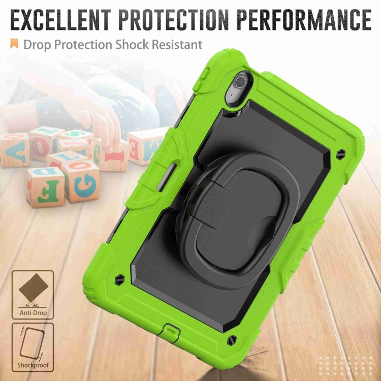 For iPad Air 11 2024 Handle Silicone Hydric PC Tablet Case with Shoulder Strap(Yellow Grenn)