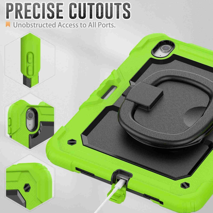 For iPad Air 11 2024 Handle Silicone Hydric PC Tablet Case with Shoulder Strap(Yellow Grenn)