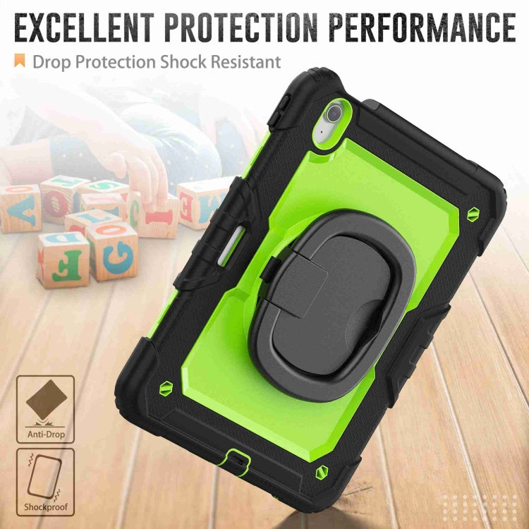 For iPad Air 11 2024 Handle Silicone Hydric PC Tablet Case with Shoulder Strap(Yellow Grenn PC)