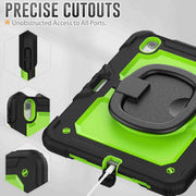For iPad Air 11 2024 Handle Silicone Hydric PC Tablet Case with Shoulder Strap(Yellow Grenn PC)