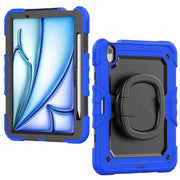 For iPad Air 11 2024 Handle Silicone Hydric PC Tablet Case with Shoulder Strap(Blue)