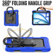 For iPad Air 11 2024 Handle Silicone Hydric PC Tablet Case with Shoulder Strap(Blue)