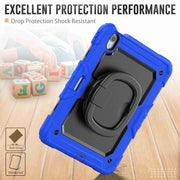 For iPad Air 11 2024 Handle Silicone Hydric PC Tablet Case with Shoulder Strap(Blue)