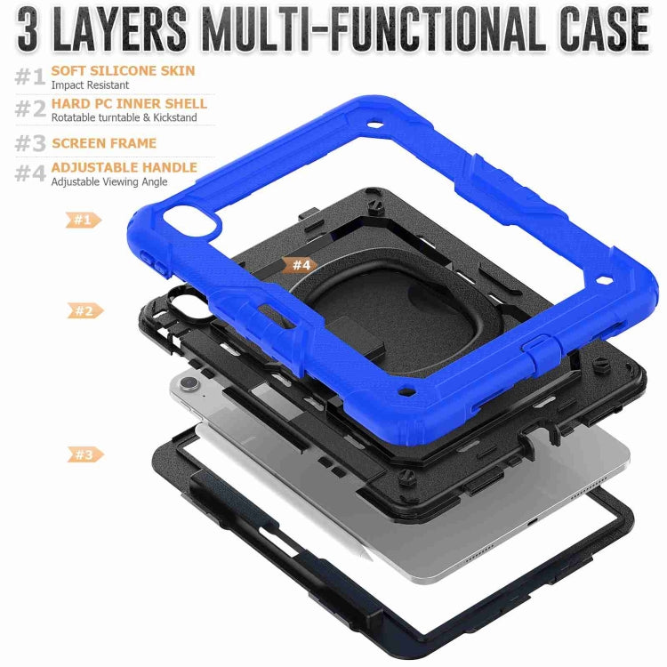 For iPad Air 11 2024 Handle Silicone Hydric PC Tablet Case with Shoulder Strap(Blue)