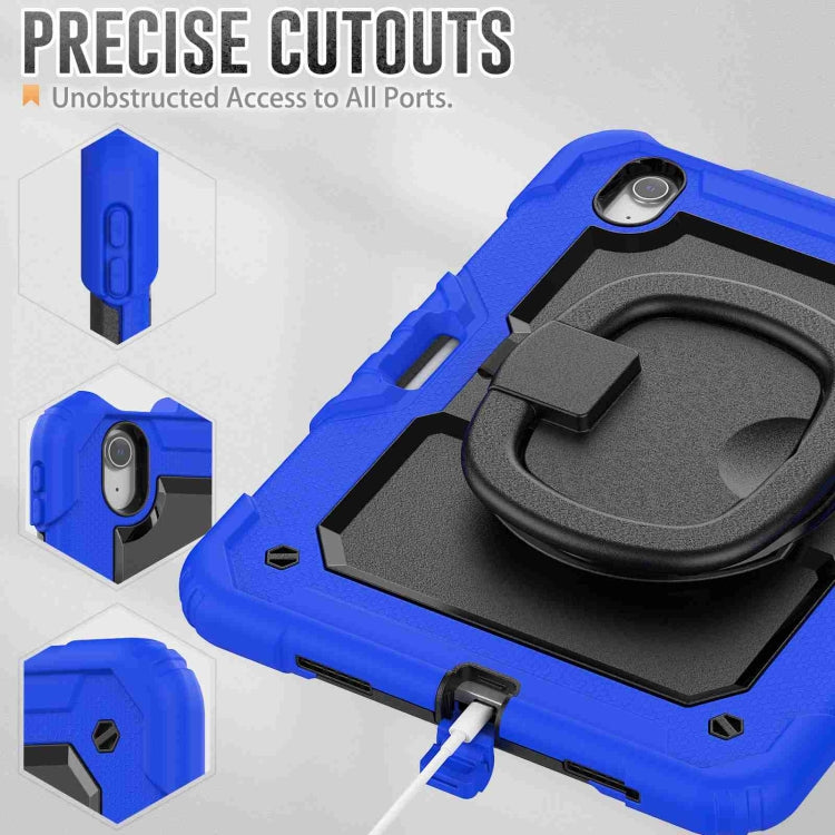 For iPad Air 11 2024 Handle Silicone Hydric PC Tablet Case with Shoulder Strap(Blue)