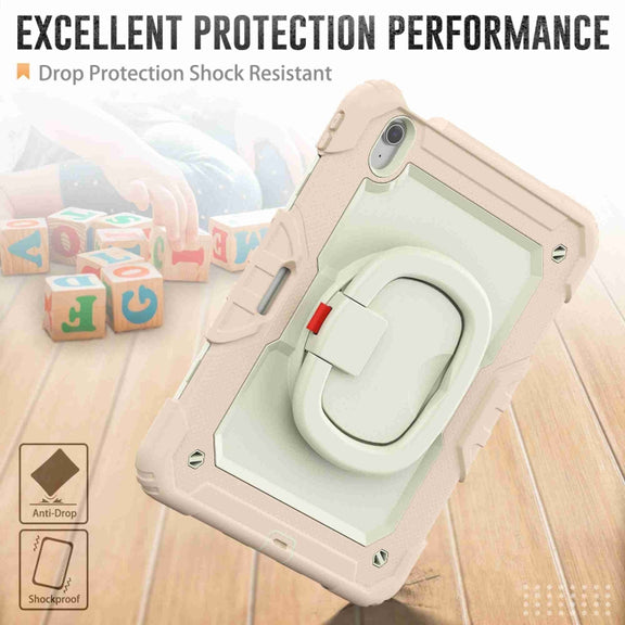 For iPad Air 11 2024 Handle Silicone Hydric PC Tablet Case with Shoulder Strap(Rose Gold)