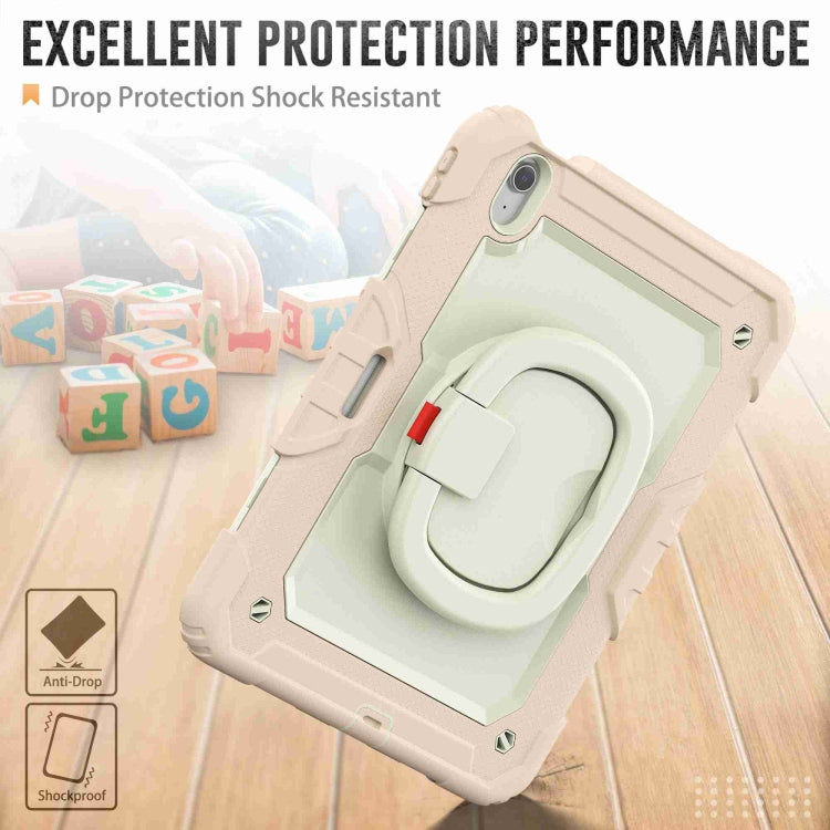 For iPad Air 11 2024 Handle Silicone Hydric PC Tablet Case with Shoulder Strap(Rose Gold)