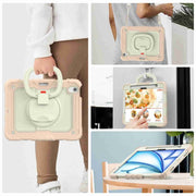 For iPad Air 11 2024 Handle Silicone Hydric PC Tablet Case with Shoulder Strap(Rose Gold)