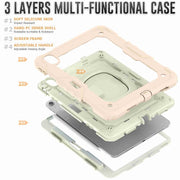 For iPad Air 11 2024 Handle Silicone Hydric PC Tablet Case with Shoulder Strap(Rose Gold)