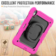 For iPad Air 11 2024 Handle Silicone Hydric PC Tablet Case with Shoulder Strap(Rose Red)